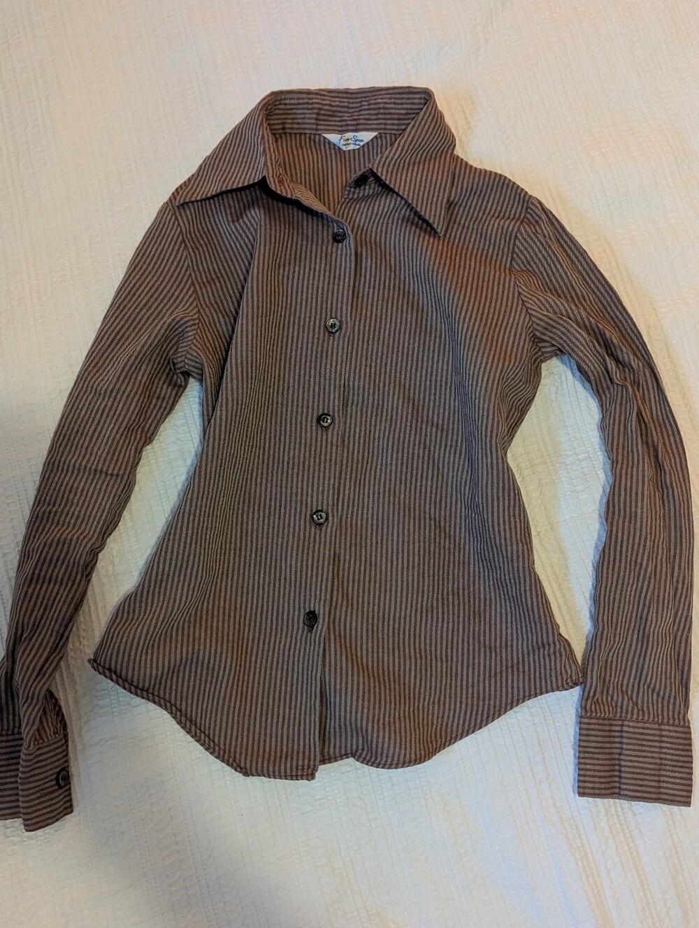 Striped Button-Up Shirt in Brown And Cream